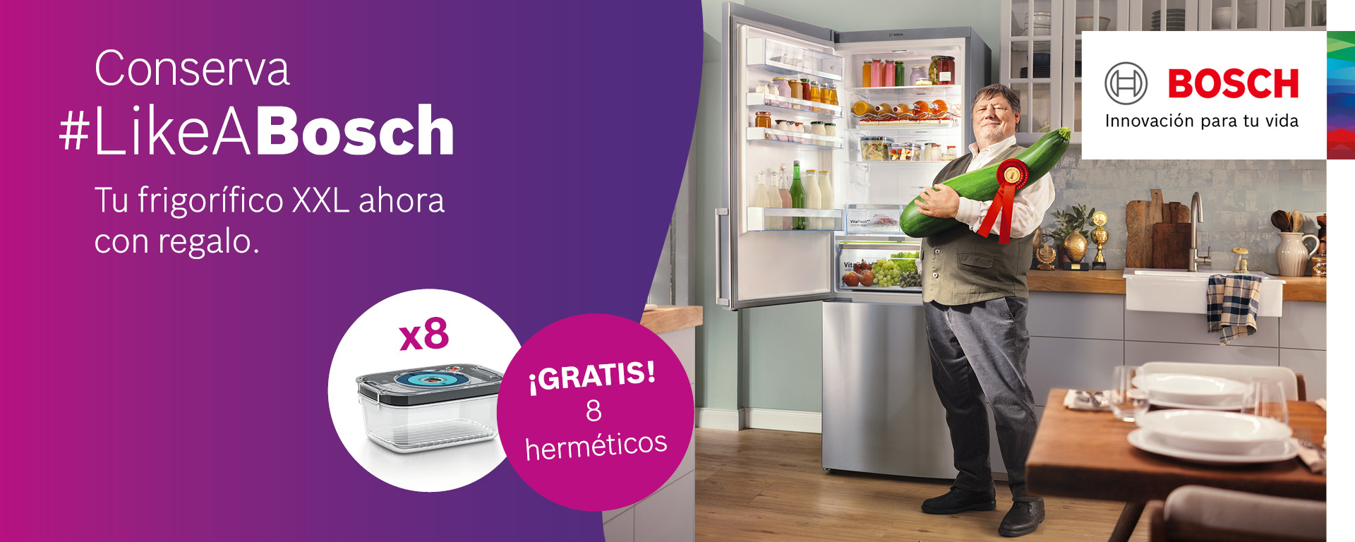 Llévate unos recipientes herméticos por la compra de tu frigorífico Combi Bosch