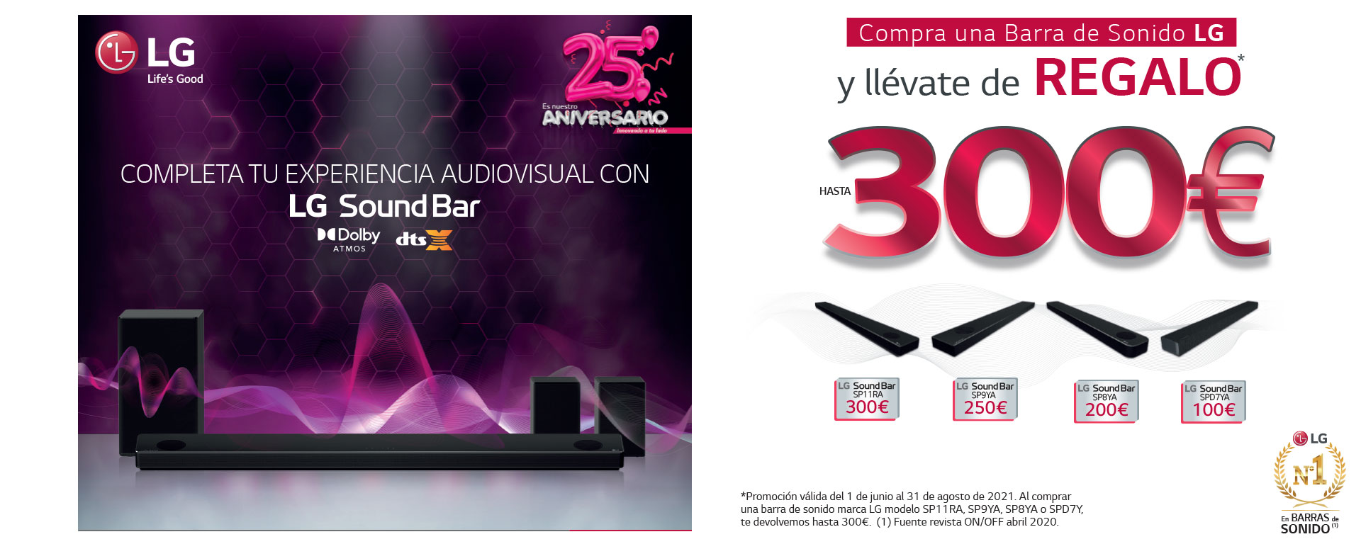 Llévate un reembolso de hasta 300 euros por la compra de tu Barra de Sonido LG