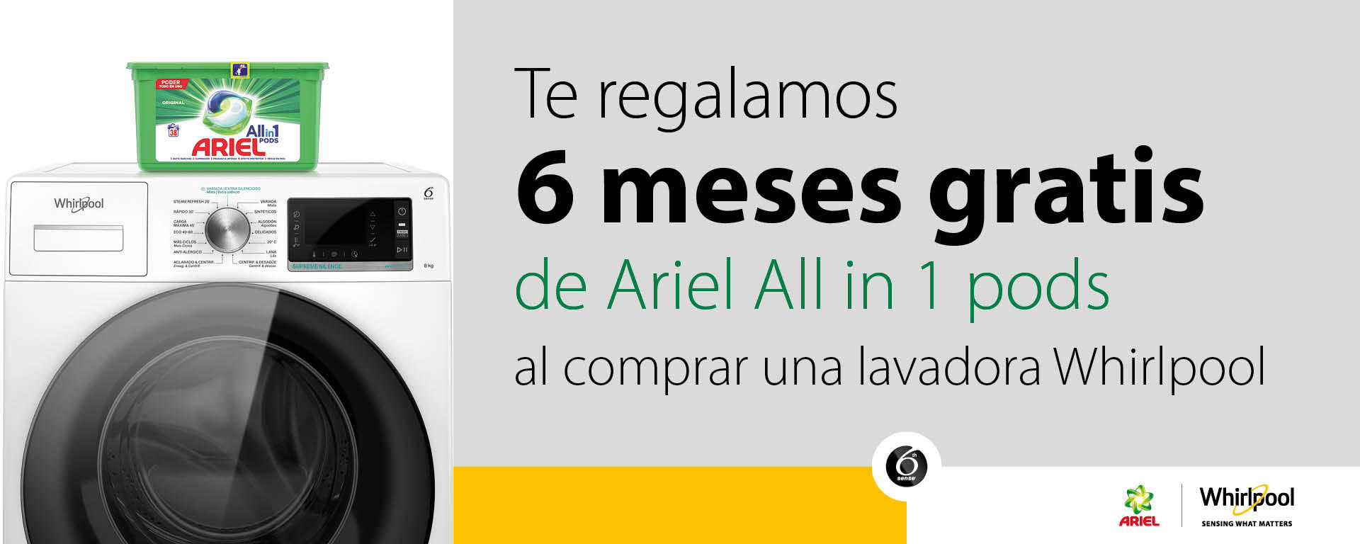 Llévate 6 meses de detergente por la compra de tu lavadora Whirlpool