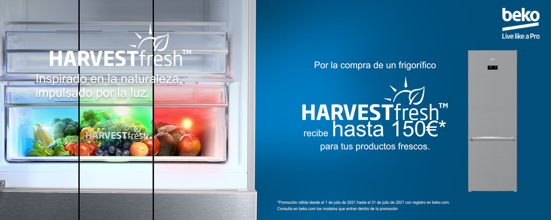 Llévate un regalo de hasta 150 euros por la compra de tu frigorífico HarvestFresh Beko