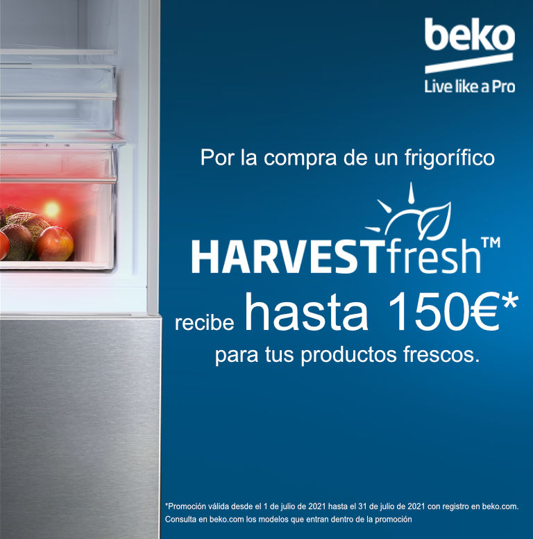 Llévate un regalo de hasta 150 euros por la compra de tu frigorífico HarvestFresh Beko