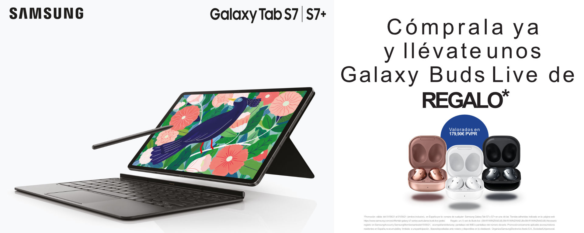 Llévate unos Buds Live de regalo por la compra de tu tablet Tab S7 o S7+ Samsung