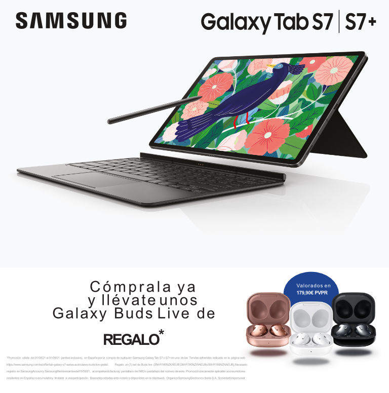 Llévate unos Buds Live de regalo por la compra de tu tablet Tab S7 o S7+ Samsung