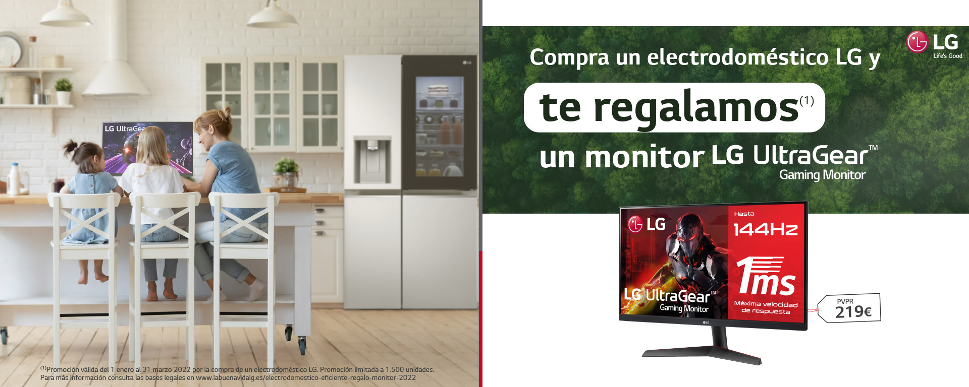 Llévate un monitor de regalo por la compra de tu electrodoméstico eficiente LG