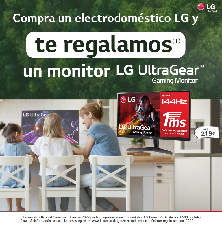 Llévate un monitor de regalo por la compra de tu electrodoméstico eficiente LG