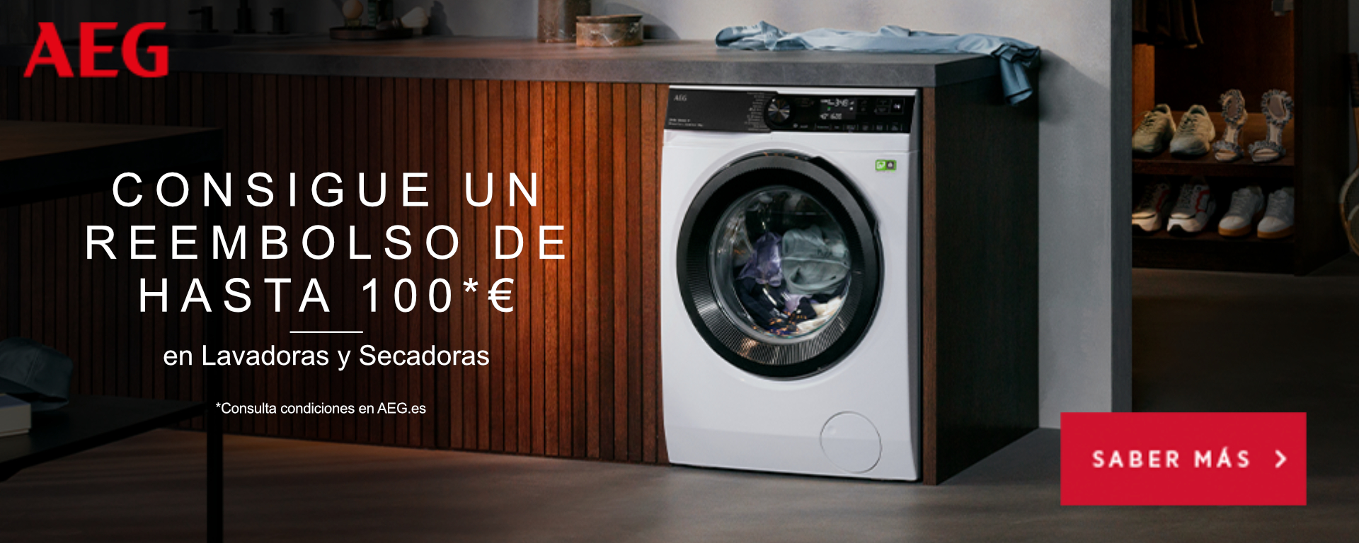 Llévate hasta 100 euros de reembolso por la compra de tu lavadora o secadora AEG