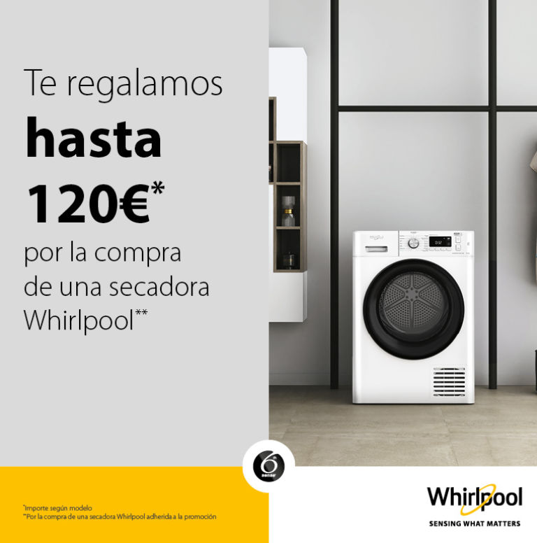 Llévate hasta 120 euros de reembolso por la compra de tu secadora Whirlpool