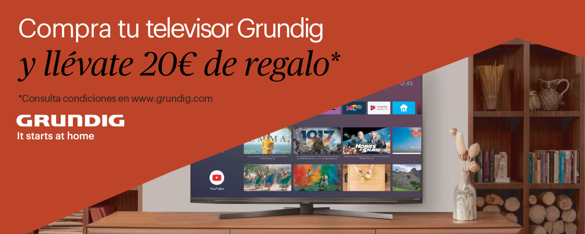 Llévate un regalo de 20 euros por la compra de tu televisor Grundig