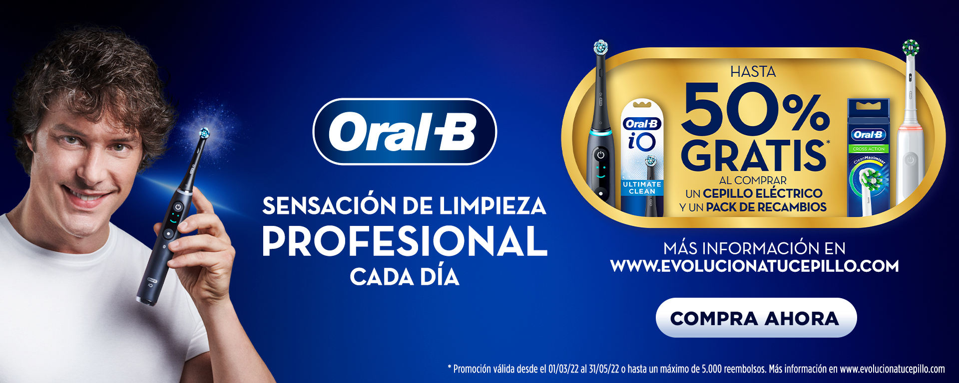 Llévate un reembolso de hasta el 50% por la compra de tu producto Oral B