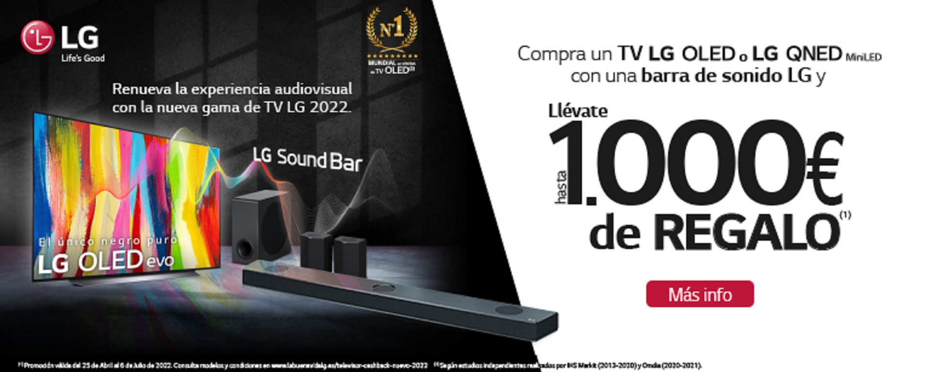 Llévate hasta 1.000 euros de reembolso por la compra de tu LG TV OLED