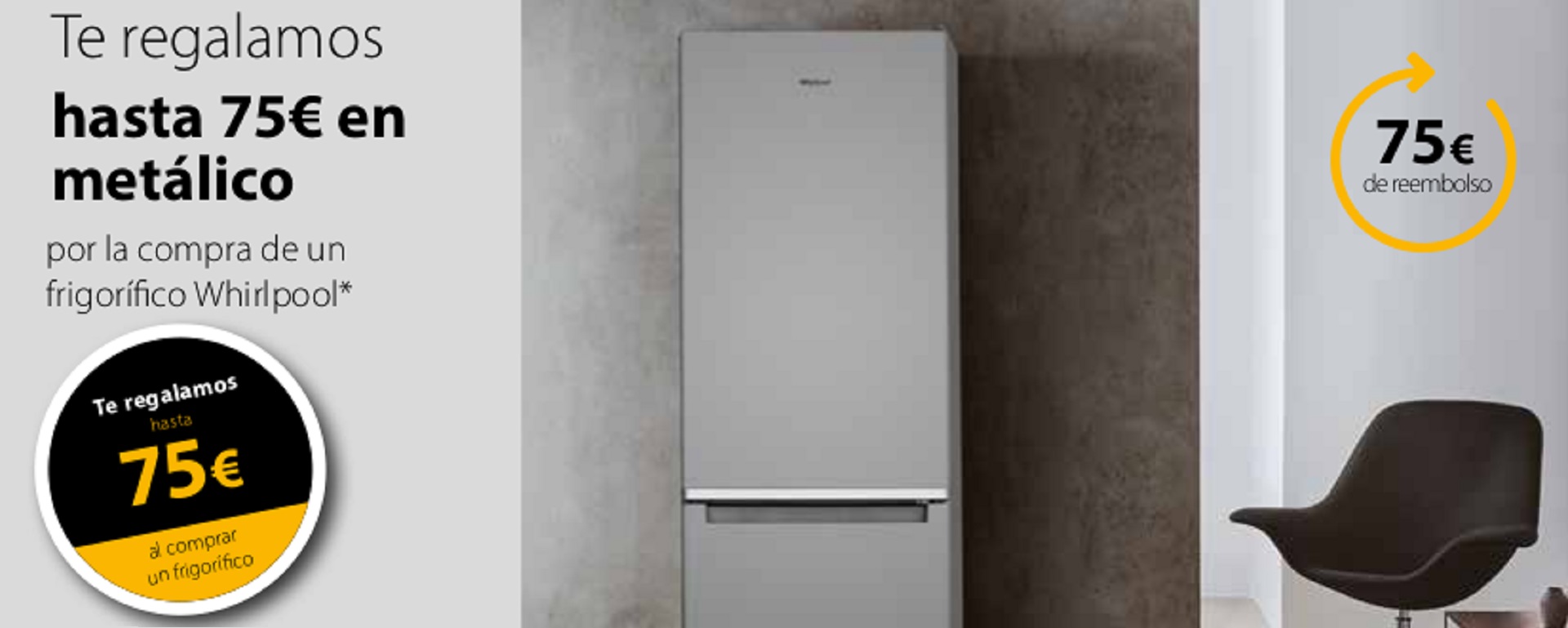 Llévate hasta 75 euros de reembolso por la compra de tu frigorífico Whirlpool