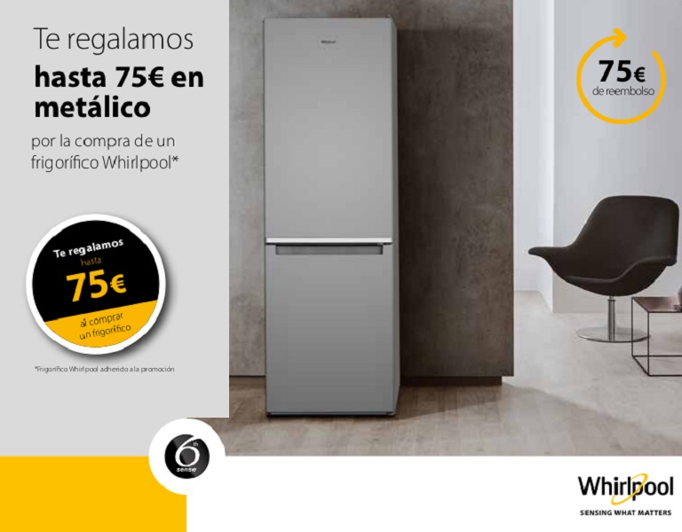 Llévate hasta 75 euros de reembolso por la compra de tu frigorífico Whirlpool