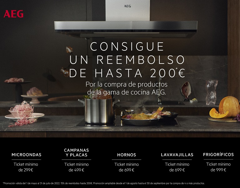 Llévate hasta 200 euros de reembolso por la compra de tu electrodoméstico de cocina AEG