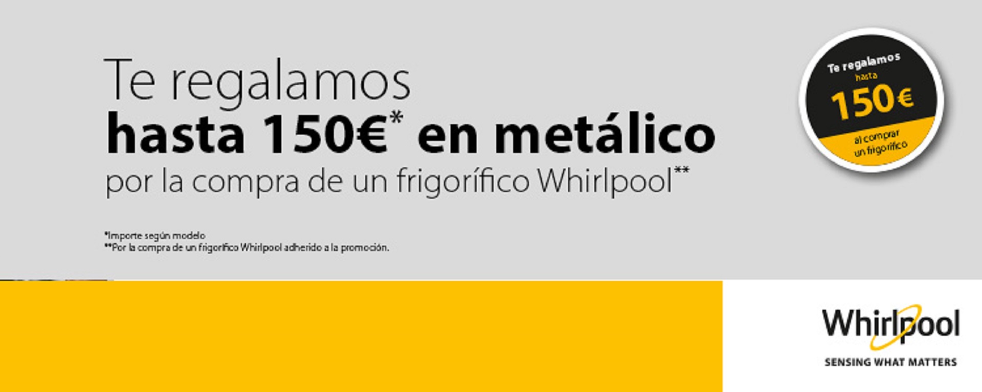 Llévate hasta 150 euros de reembolso por la compra de tu frigorífico Whirlpool