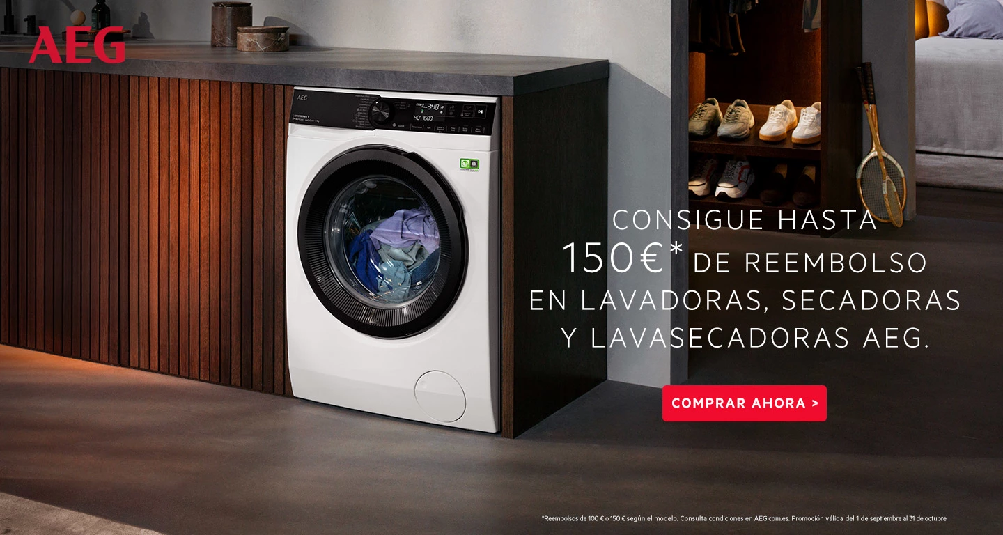 Llévate hasta 150 euros de reembolso por la compra de tu lavadora o secadora AEG