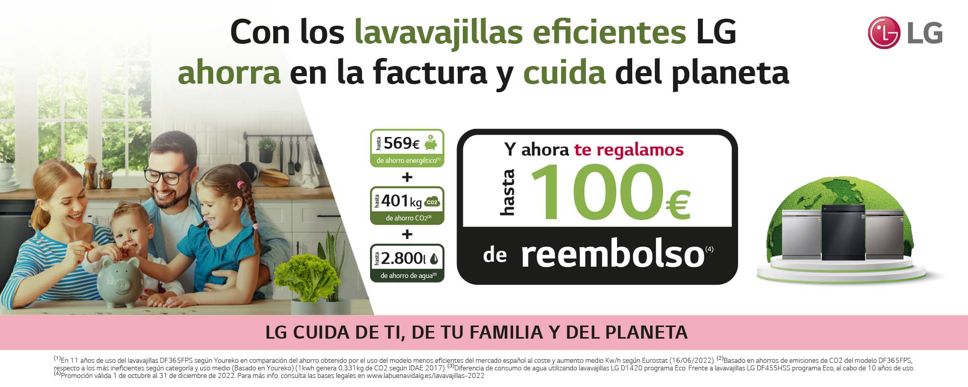 Llévate hasta 100€ de reembolso por la compra de tu lavavajillas LG