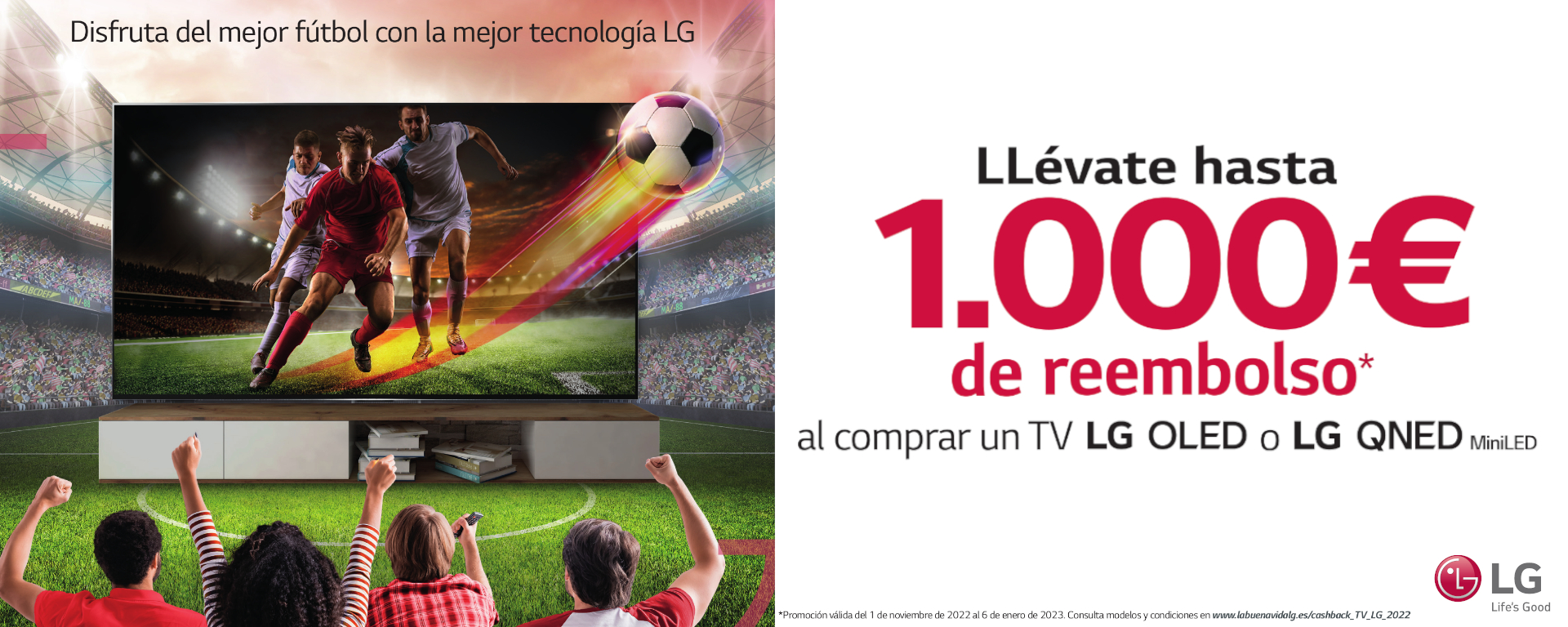 Llévate hasta 1.000 euros de reembolso por la compra de tu nueva TV LG OLED o QNED MiniLED