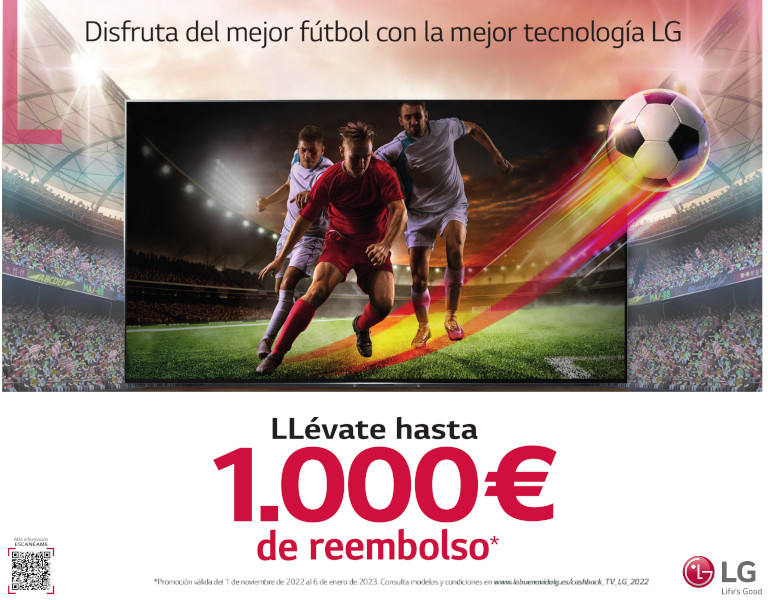 Llévate hasta 1.000 euros de reembolso por la compra de tu nueva TV LG OLED o QNED MiniLED