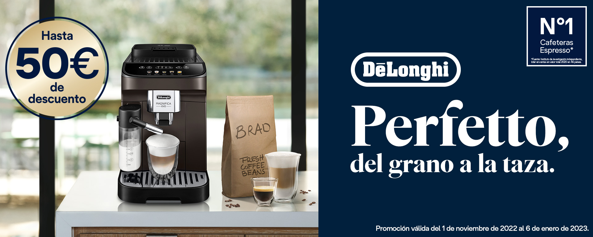 Llévate hasta 50 euros de reembolso por la compra de tu cafetera superautomática Delonghi