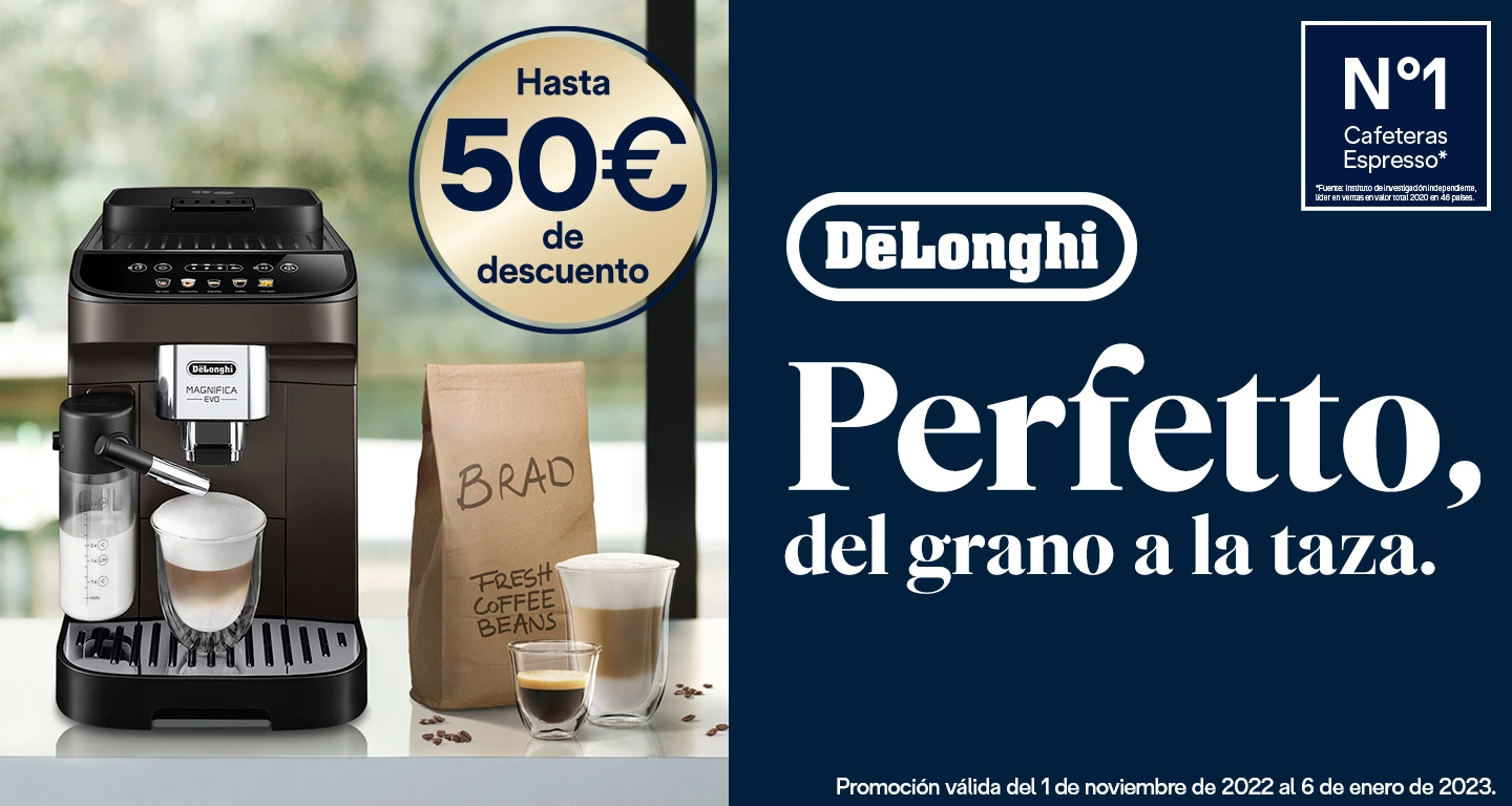 Llévate hasta 50 euros de reembolso por la compra de tu cafetera superautomática Delonghi