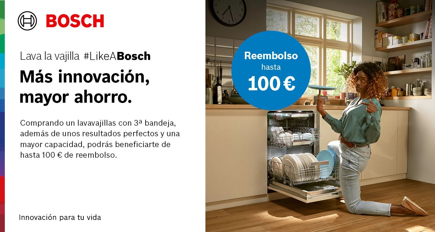 Llévate 100€ de reembolso por la compra de tu lavavajillas de Bosch