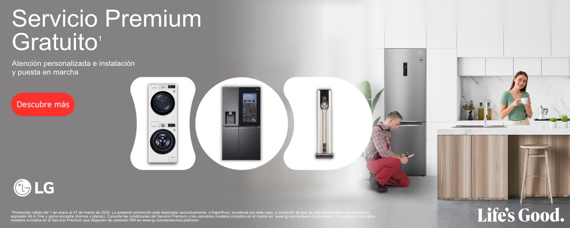 Compra tu electrodoméstico LG y llévate el servicio premium gratuito