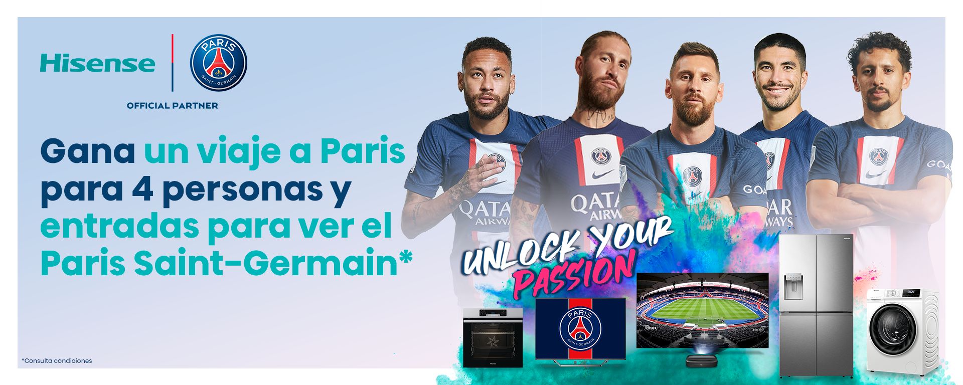 Por la compra de tu electrodoméstico Hisense entrarás en el sorteo de un viaje a París y entradas para ver jugar al Paris Saint Germain