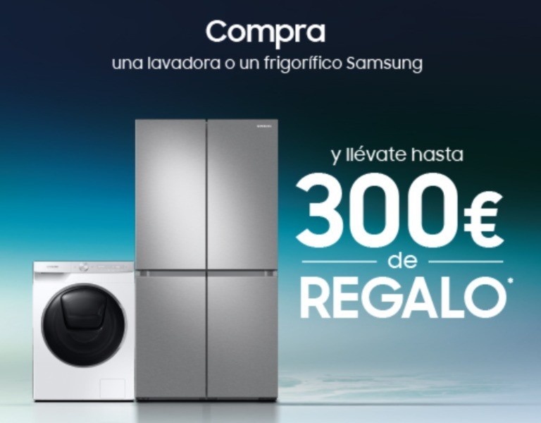 Llévate un reembolso de hasta 300€ por la compra de tu lavadora o frigorífico Samsung
