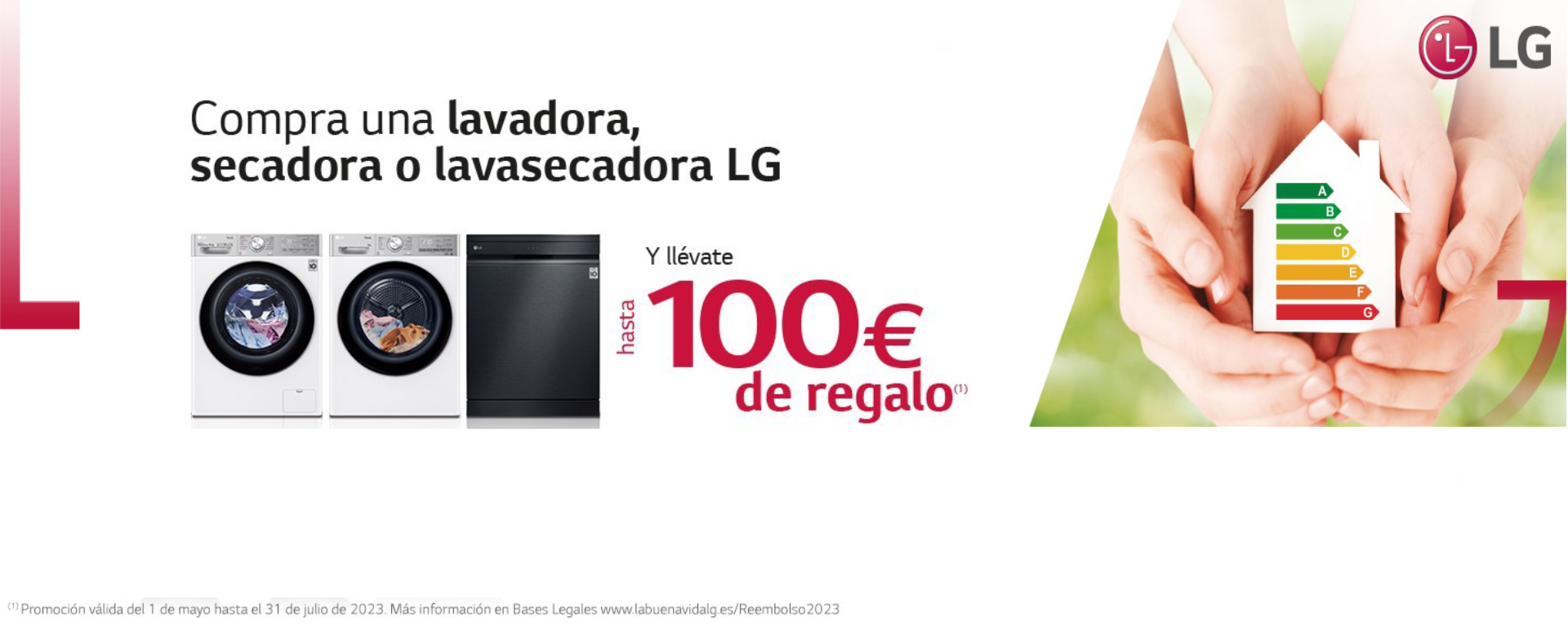 Llévate hasta 100€ de reembolso por la compra de tu lavavajillas, lavadora, secadora o lavasecadora LG
