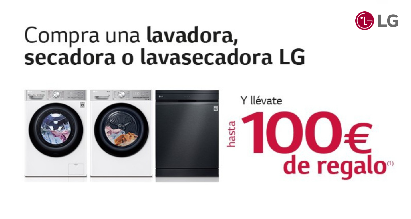 Llévate hasta 100€ de reembolso por la compra de tu lavavajillas, lavadora, secadora o lavasecadora LG