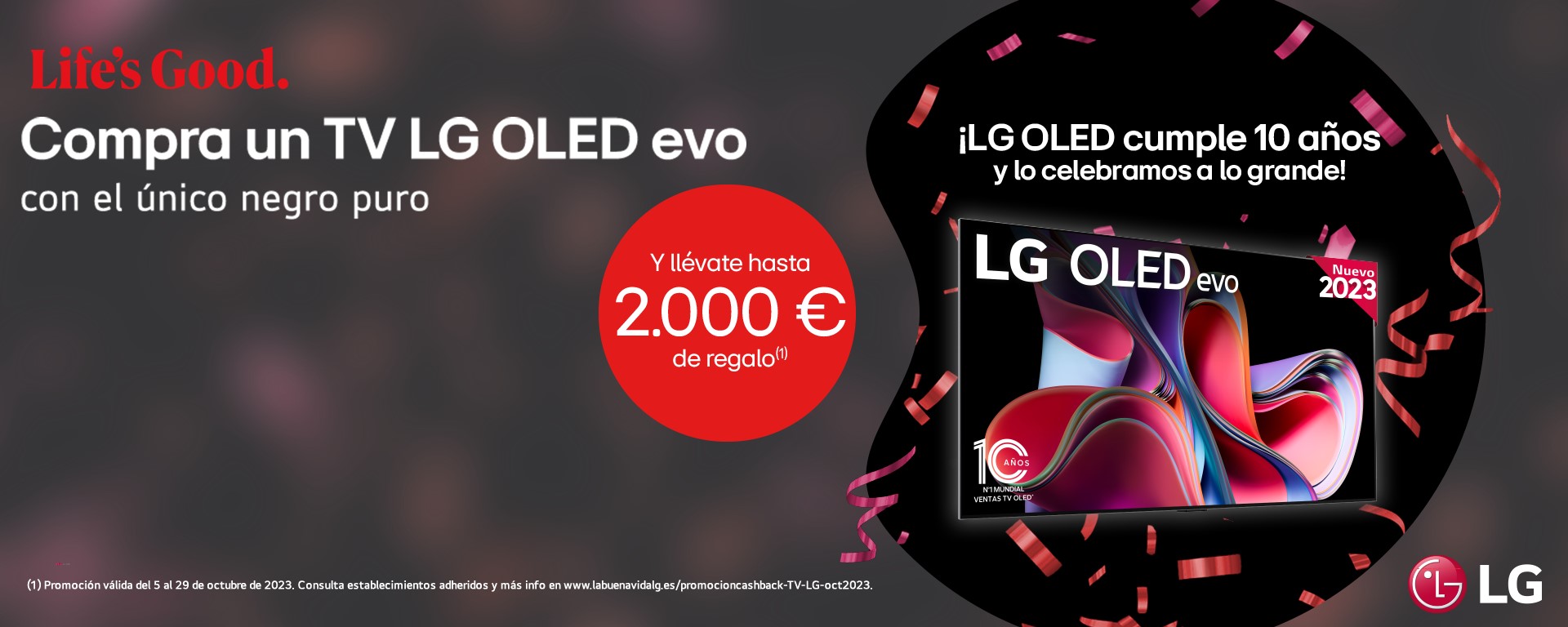 Llévate hasta 2.000€ de reembolso por la compra de tu nueva TV LG OLED 