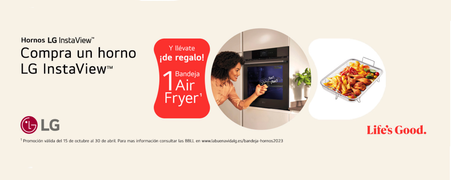 Llévate una bandeja Air Fryer por la compra de tu horno LG