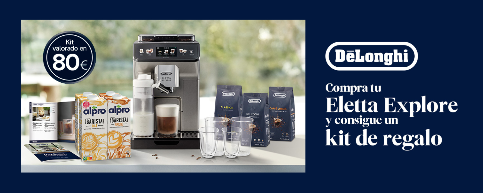 Consigue un kit de regalo valorado en 80€ por la compra de tu cafetera Delonghi