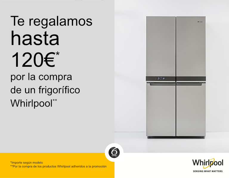 Llévate hasta 120€ de reembolso por la compra de tu frigorífico Whirlpool