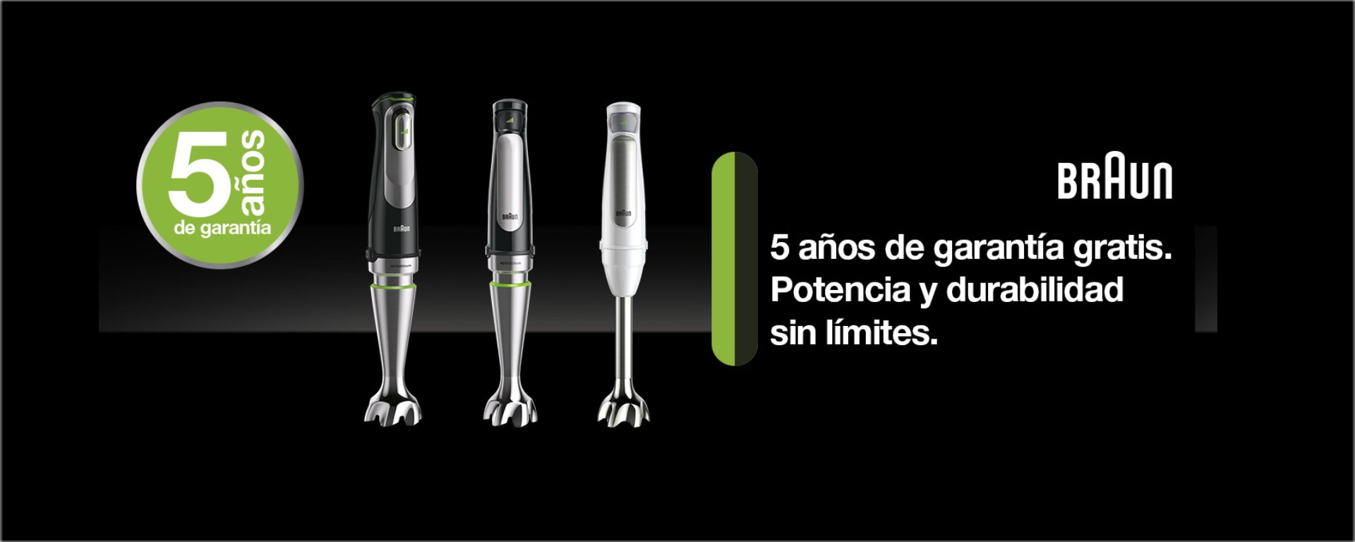 Llévate 5 años de garantía por la compra de tu batidora Minipimer de la Serie 7 o Serie 9 de Braun 
