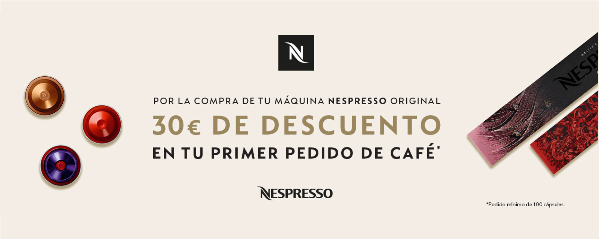 Consigue hasta 30€ de descuento en tu primer pedido de café por la compra de tu máquina Nespresso Original