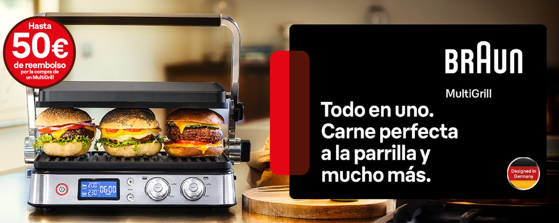 Consigue un reembolso de hasta 50€ por la compra de tu MultiGrill de Braun
