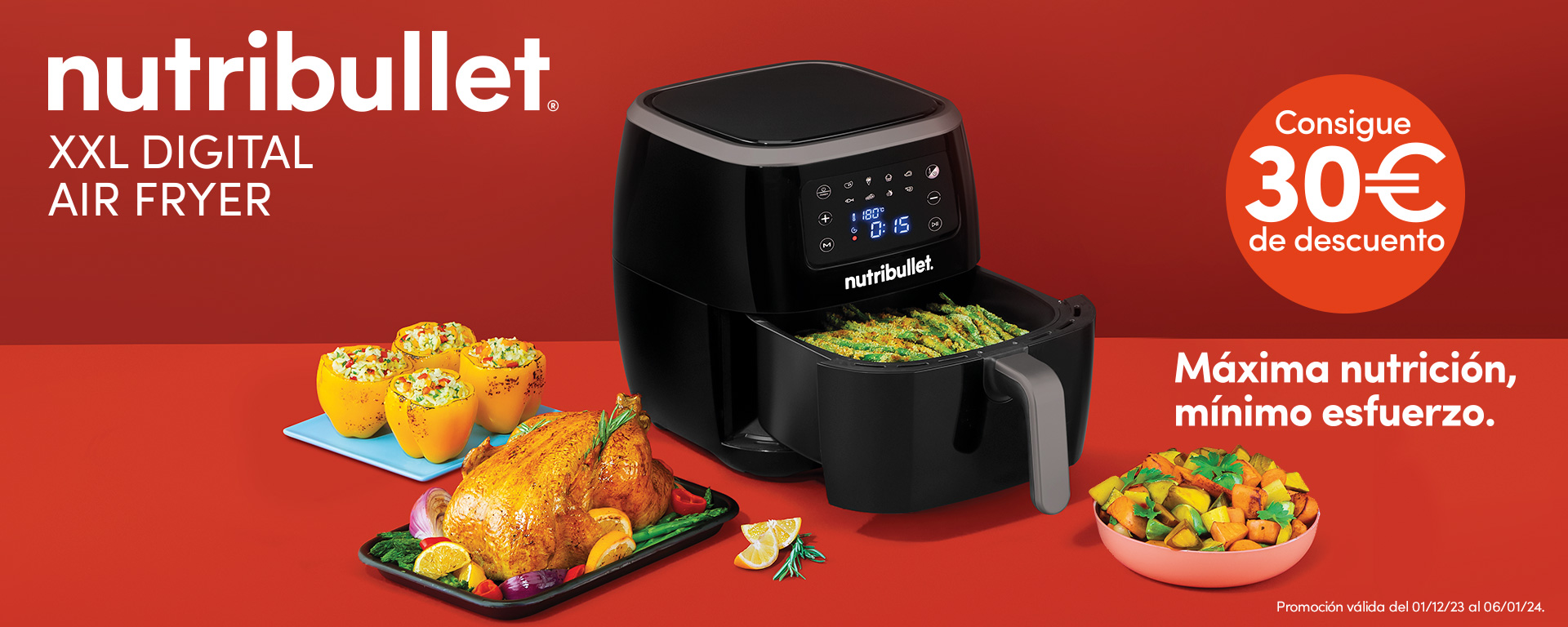 Llévate hasta 30 euros de reembolso por la compra de tu freidora de aire Nutribullet 