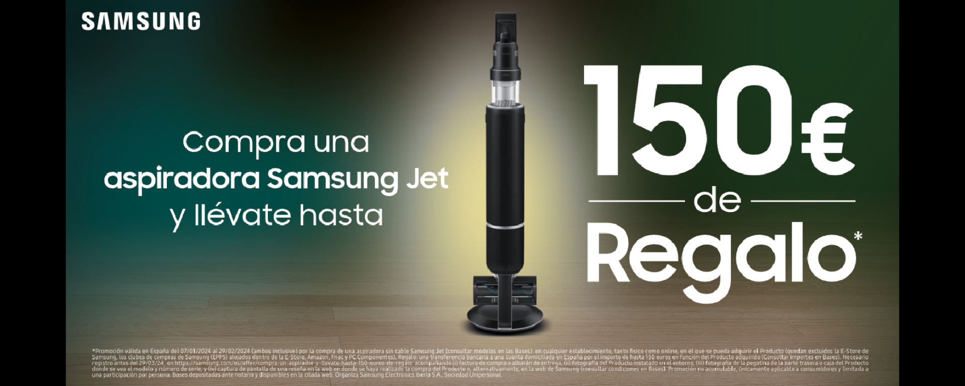 Llévate hasta 150 euros de reembolso por la compra de tu aspiradora Samsung Jet
