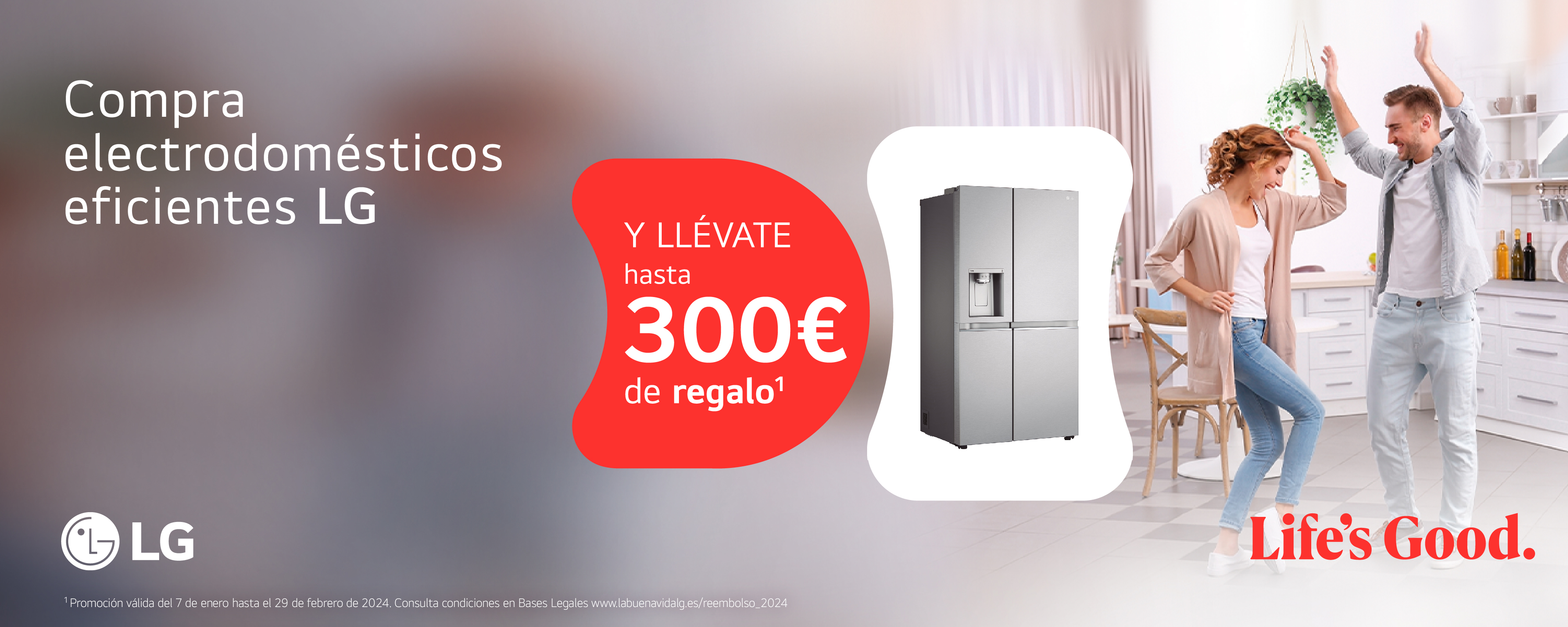 Llévate un reembolso de hasta 300 euros por la compra de tu electrodoméstico eficiente LG