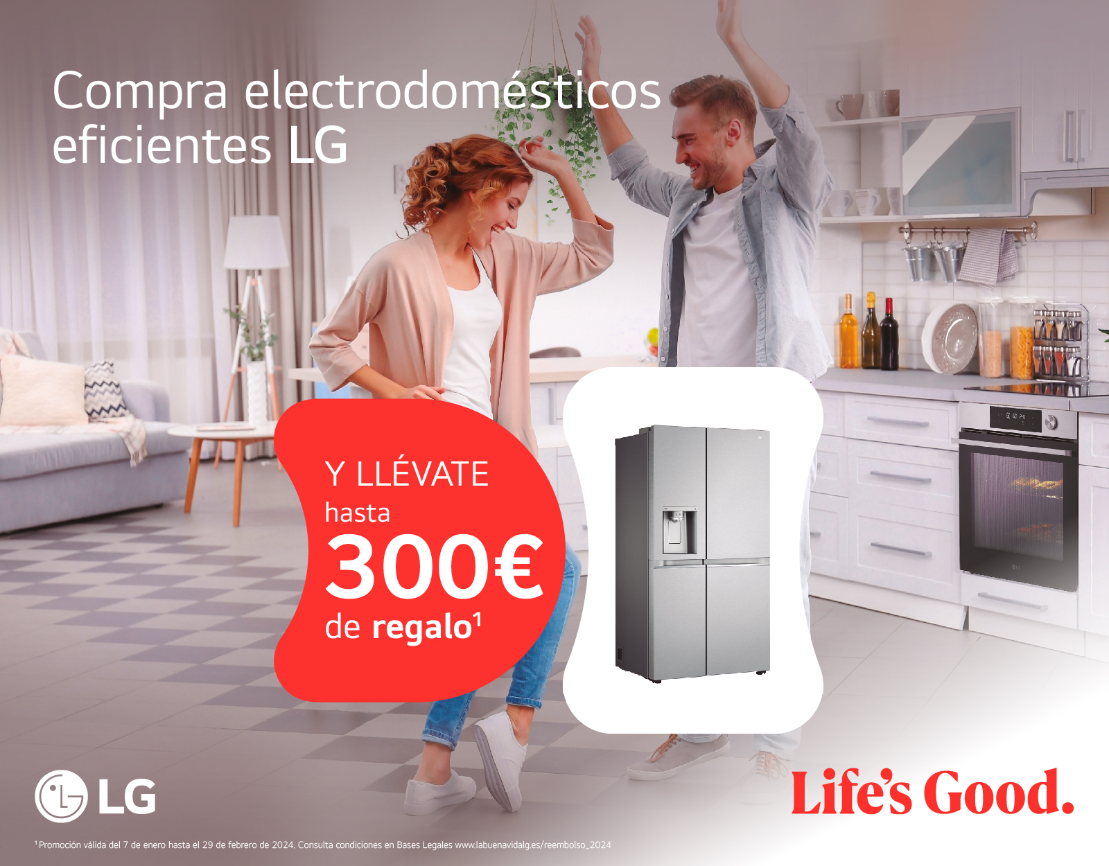 Llévate un reembolso de hasta 300 euros por la compra de tu electrodoméstico eficiente LG