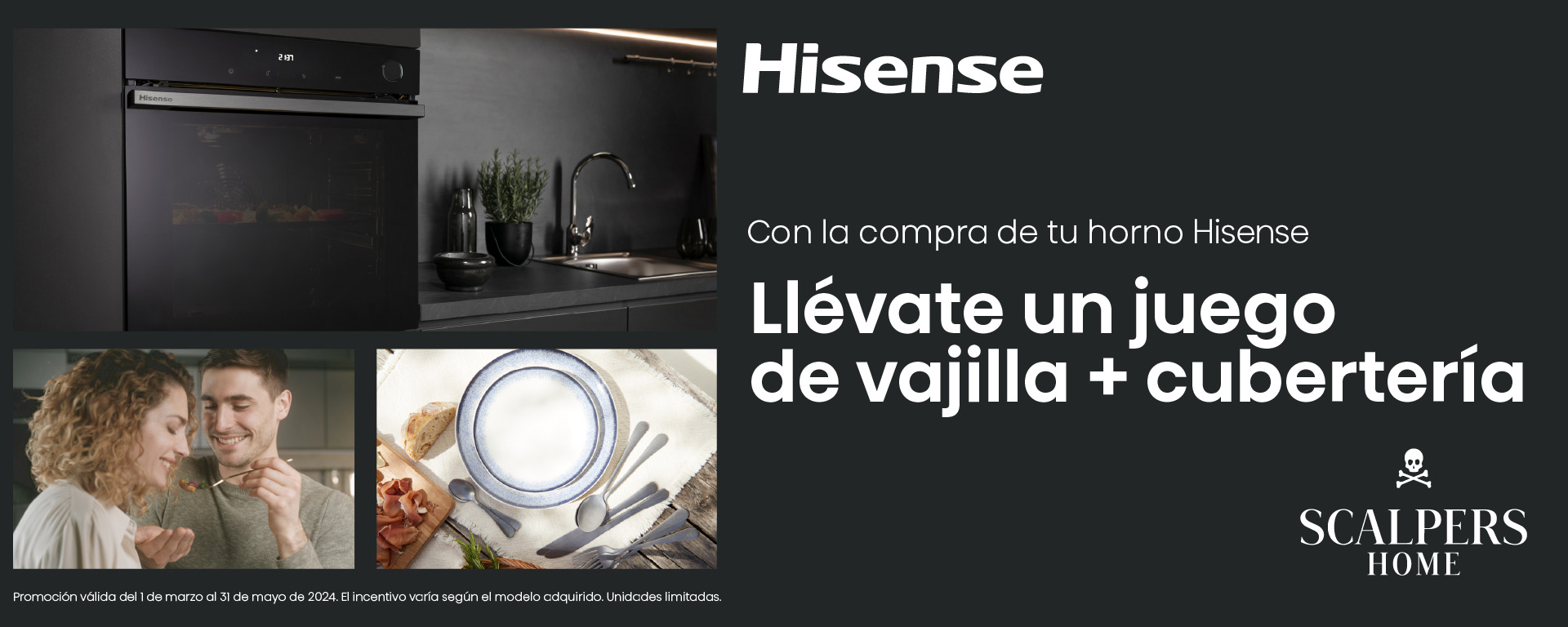 Cocina con el mejor equipo. Con la compra de tu horno Hisense, llévate un juego de vajilla + cubertería 