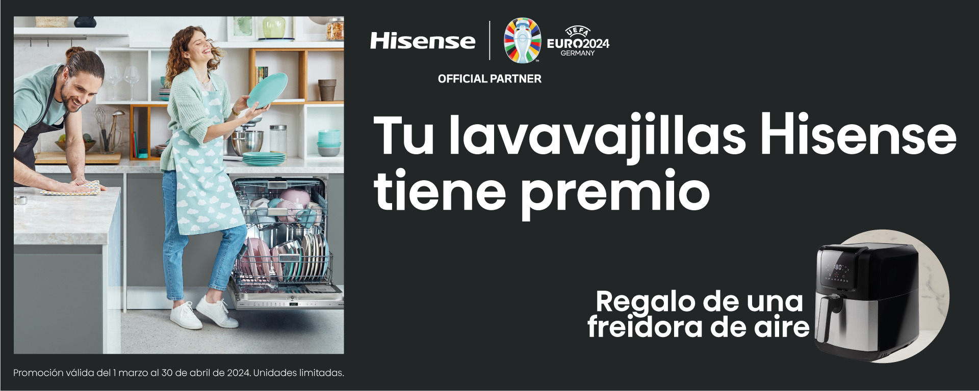 Regalo de una freidora de aire con tu compra de lavavajillas Hisense