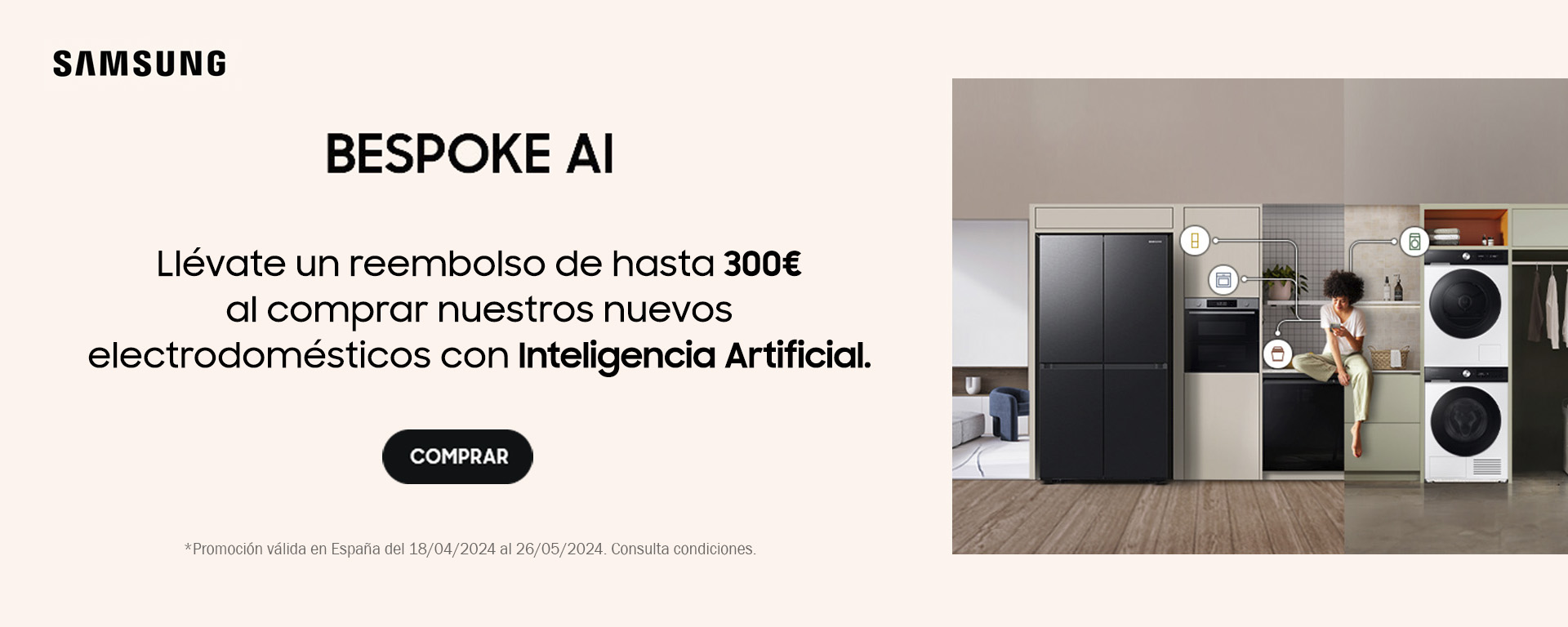 Llévate un reembolso de hasta 300Eu al comprar los nuevos electrodomésticos con Inteligencia Artificial