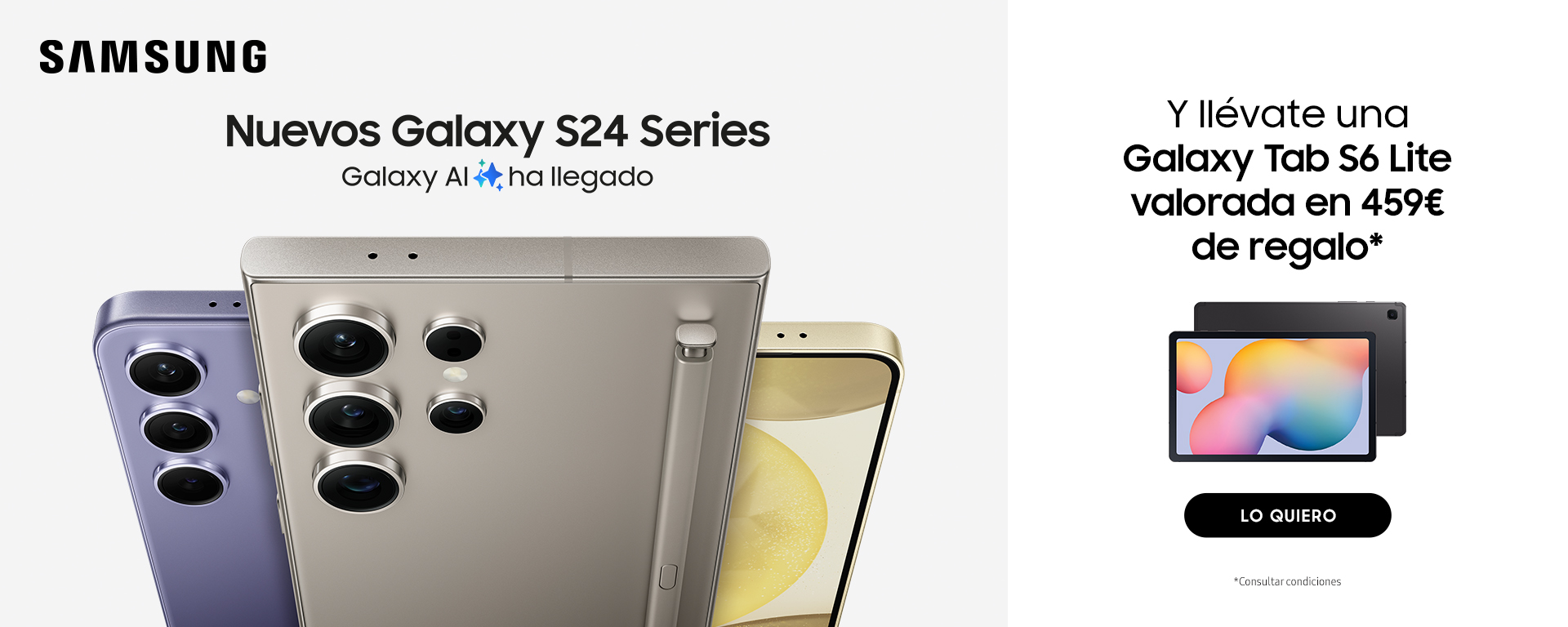Compra un Galaxy S24 y llévate un Samsung Galaxy Tab 26