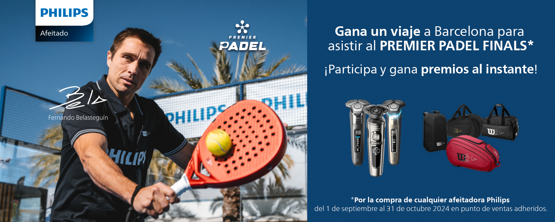 Gana un viaje para ir al Premier Padel Games  en Barcelona con Philips