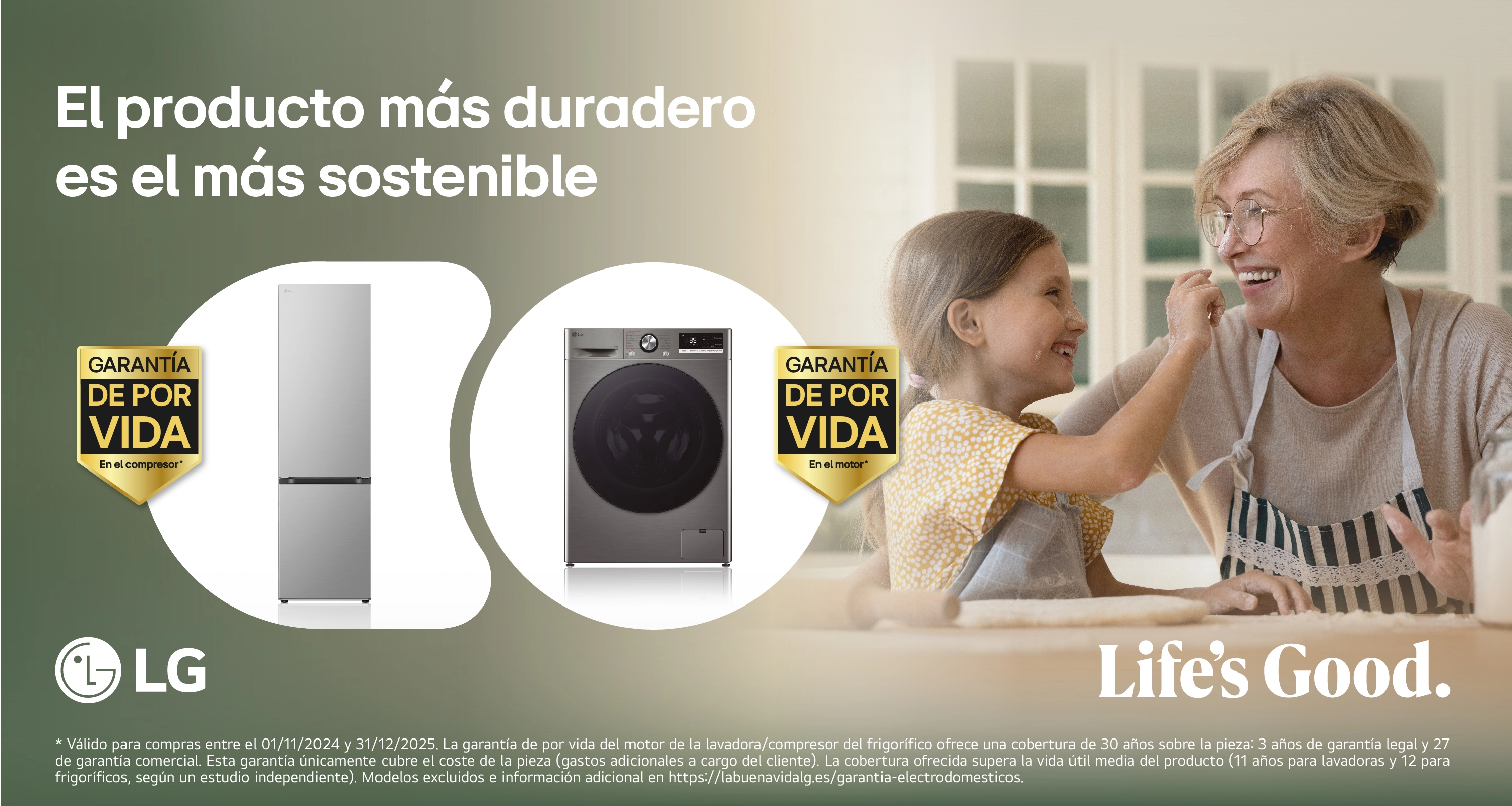 Garantía de por vida en el motor de lavadoras y comprensor de los frigoríficos LG