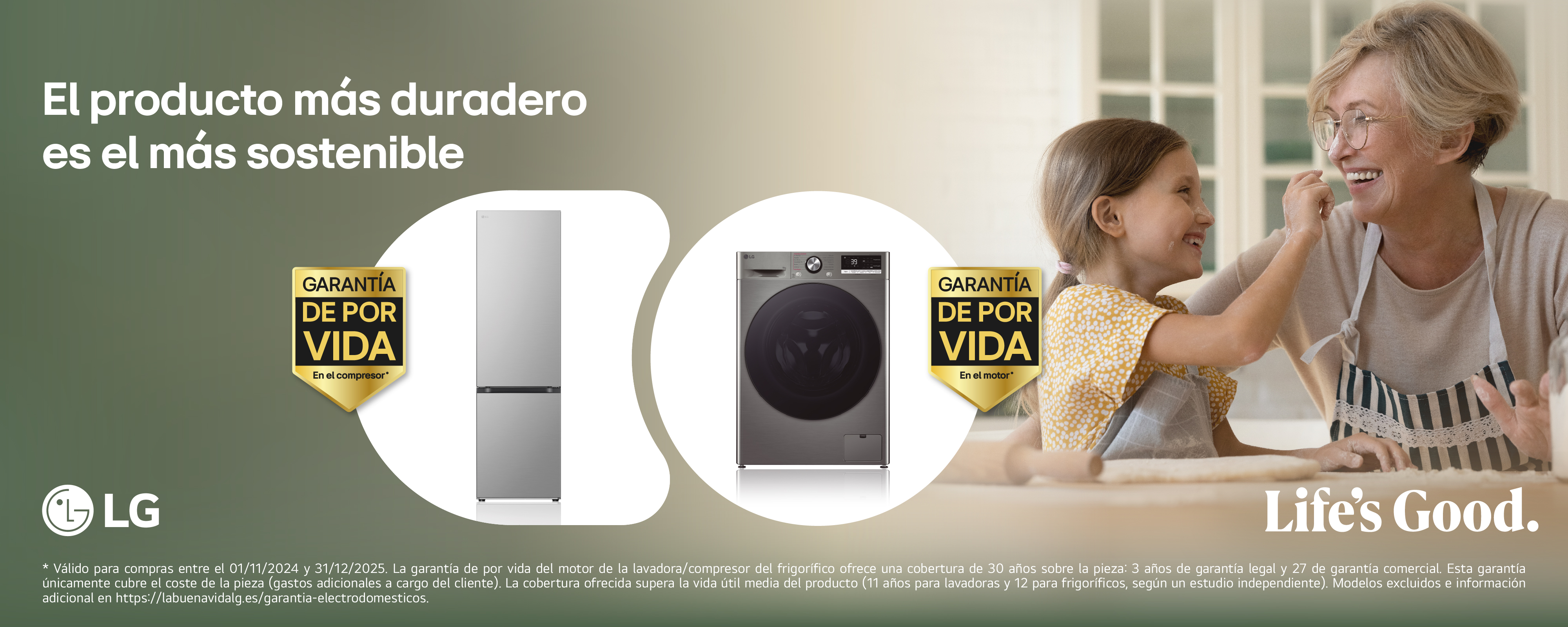 Garantía de por vida en el motor de lavadoras y comprensor de los frigoríficos LG