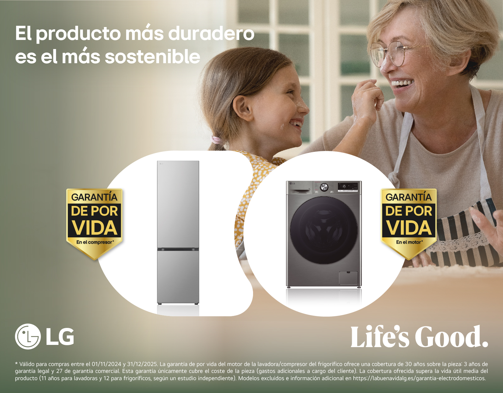 Garantía de por vida en el motor de lavadoras y comprensor de los frigoríficos LG