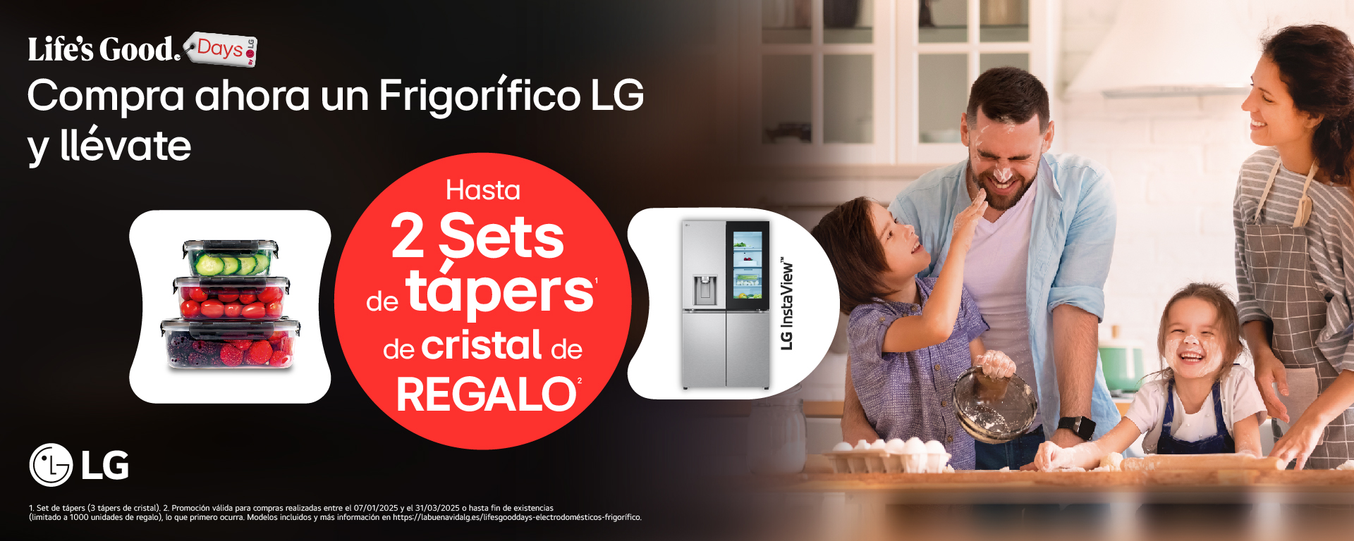 Compra un frigorífico LG y llévate 2 Sets de tápers de cristal